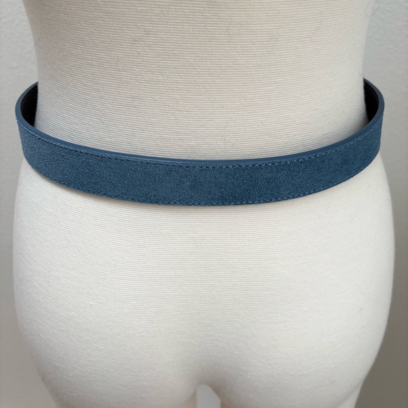 Sezane Thelma Belt Round Buckle Rare Suede Leather Denim Blue Gold 75 cm main image 7